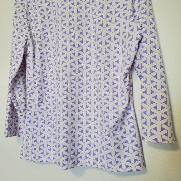 J McLaughlin Purple and White Print Top - Picture 6 of 9